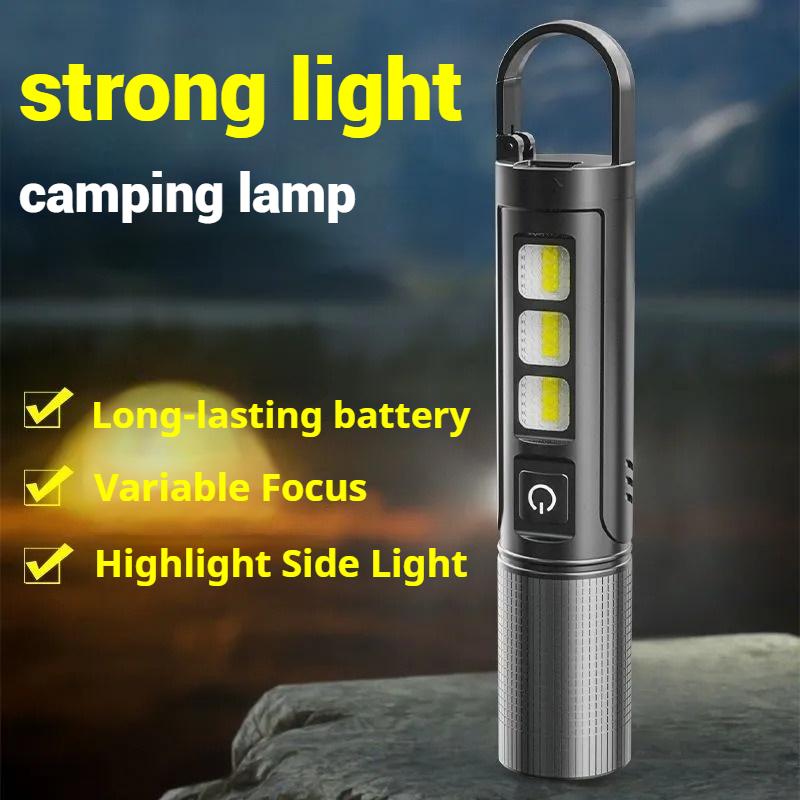 Multifunctional P50 Flashlight with Zoom, Strong Light, Telescopic Focus, Multifunctional Hole Exploration Patrol Keychain TYPE-C Charging