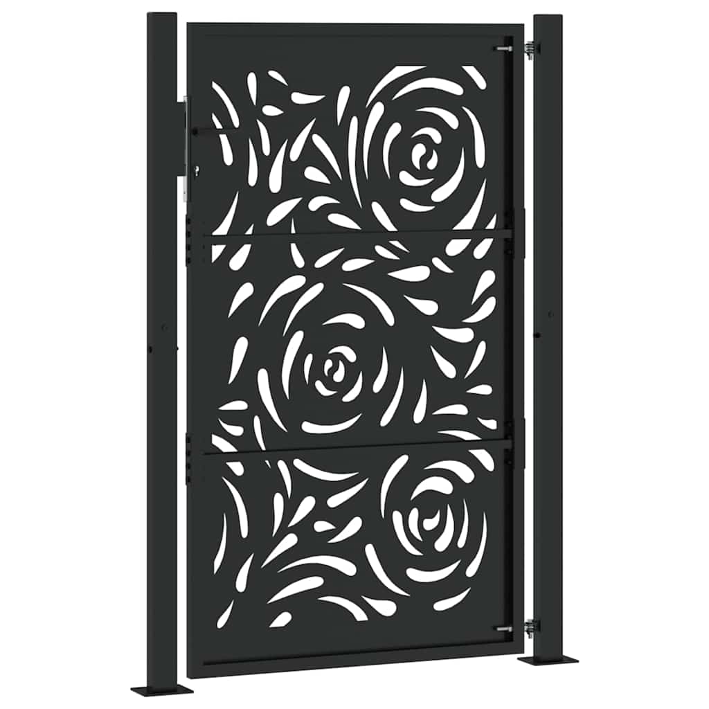 Black Garden Gate 105X155 Cm Steel Flame Pattern