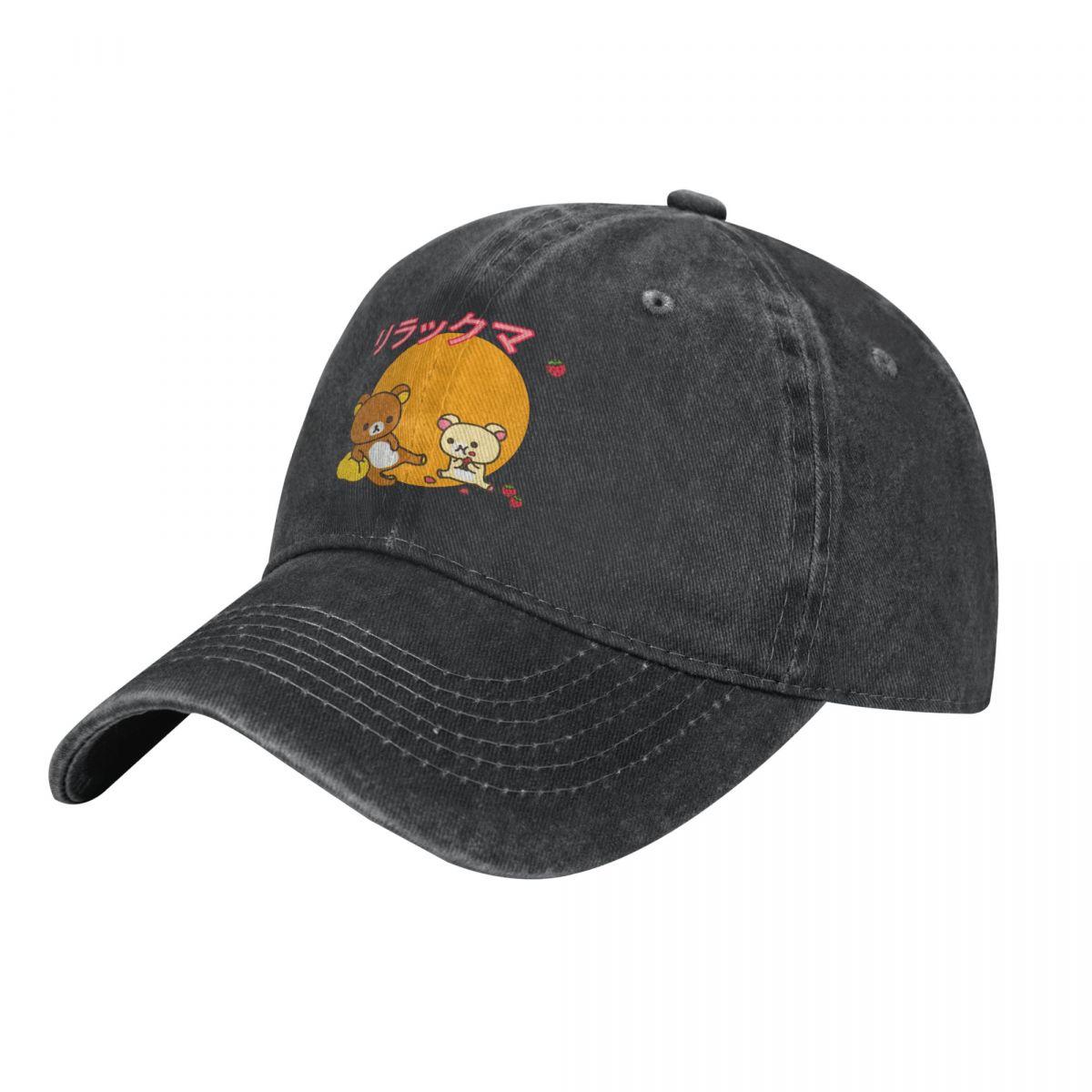 931-Rilakkuma и Korilakkuma едят клубнику, винтажная бейсболка, моющаяся хлопковая регулируемая кепка, шапки для унисекс Adjustable
