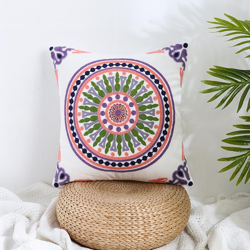 Ins Floral Embroidery Pillow Case Living Room Sofa Decoration Flower Bedroom Bedside Pillow