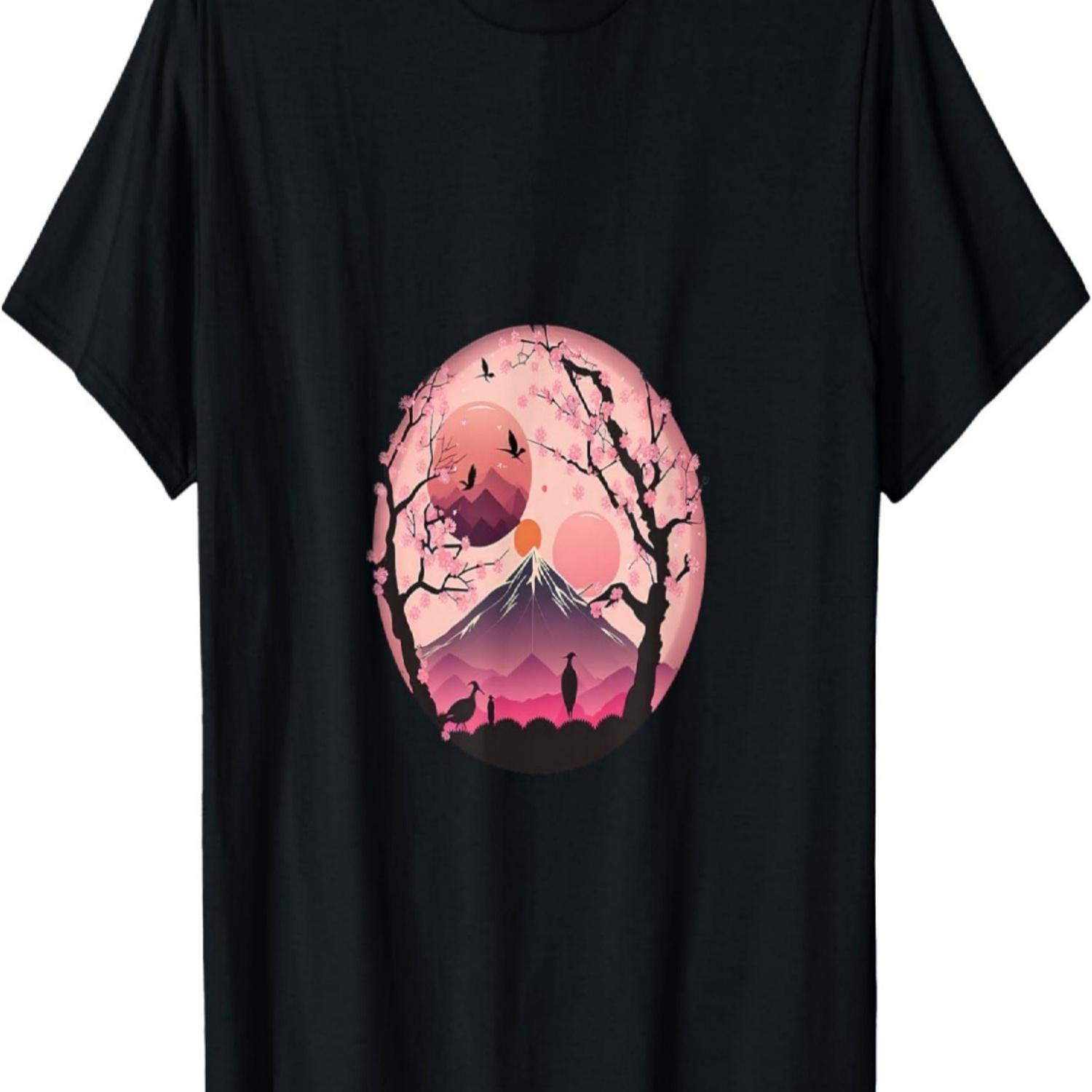 Find Tranquility  Scenic Birds and Cherry Blossom T-Shirt S чёрный
