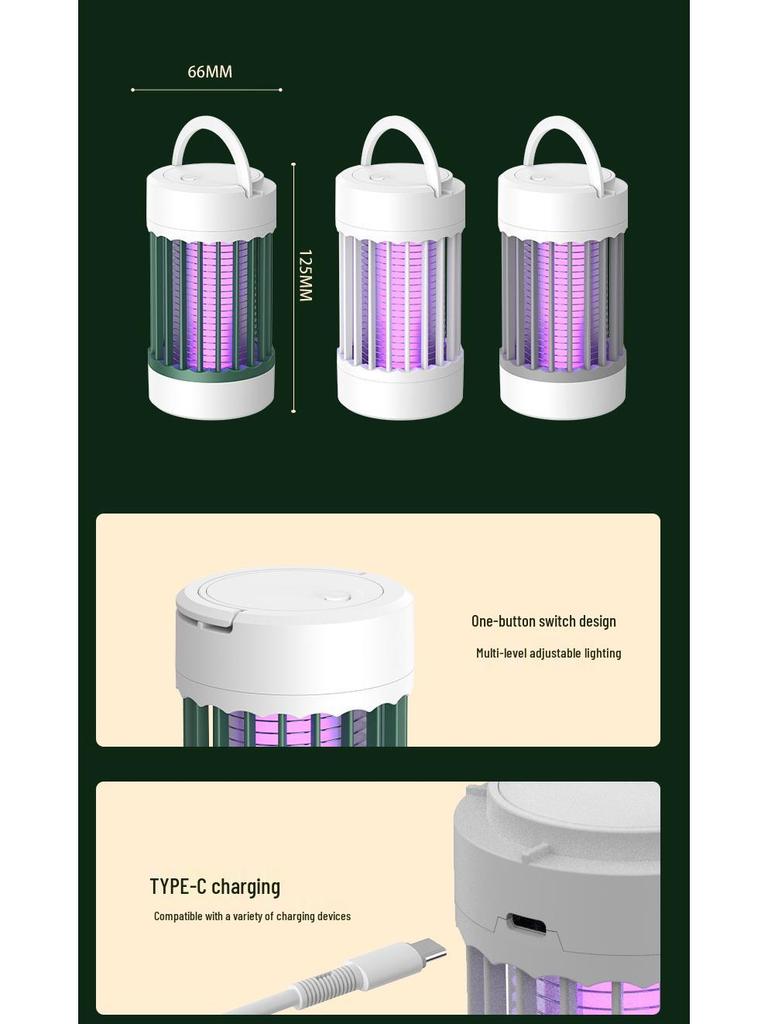Black Technology Silent Indoor Mosquito Catcher Lamp with Electric Shock & Suction