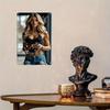 Hisun Tin Sign HD Metal Tin Sign Fitness Blonde Model with Headphones Urban Sporty Portrait Wall Art Decor