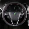 DIY Hand-Stitched Sofe Black Genuine Leather Car Steering Wheel Cover For Ford Fusion Mondeo 2013 2014 EDGE 2015