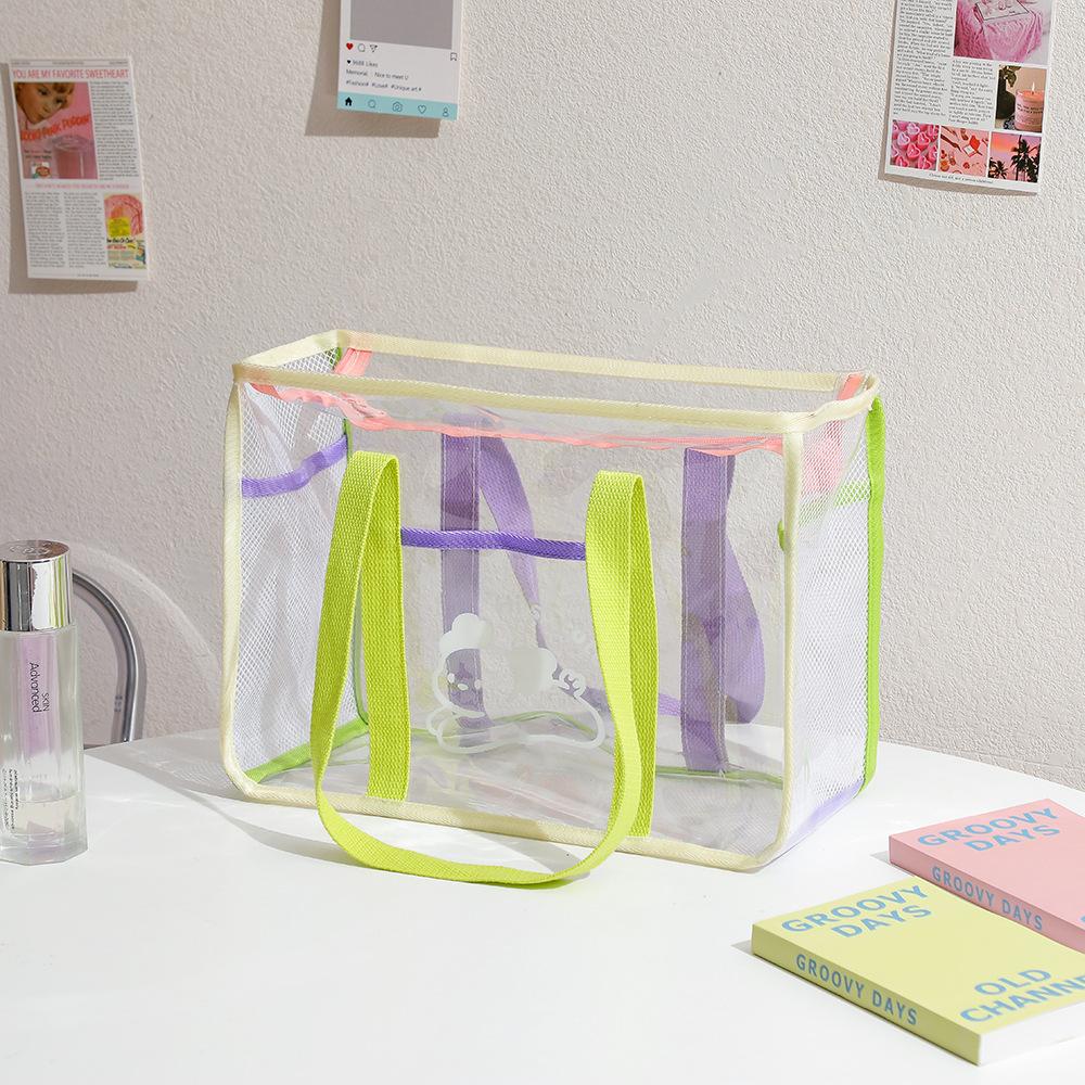 Summer Fashion Tote Bag Large Clear PVC Cartoon Handbag Jelly Transparent Beach Purse for Women Cute Shower Shoulder Bag for Bath