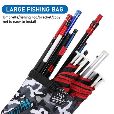Outdoor Faltbare Angeltasche Wasserdicht Große Kapazität Angelrute Köder Aufbewahrungstasche Oxford Canvas Camouflage Angelruten Tasche