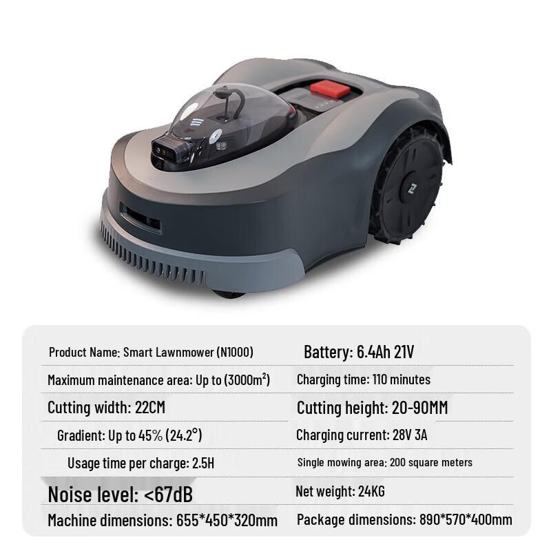 KAZZ N1000 Automatic Robotic Lawn Mower CN plug (adapter included)