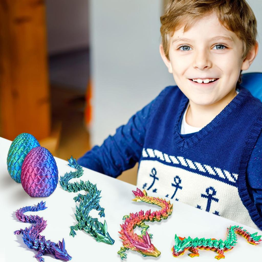 Set Of 6 3D Printed Easter Dragon , Easter Basket Filling, Mystery Eggs, Crystal Dragon Toy, Surprise 3D Printed Animal Toys
