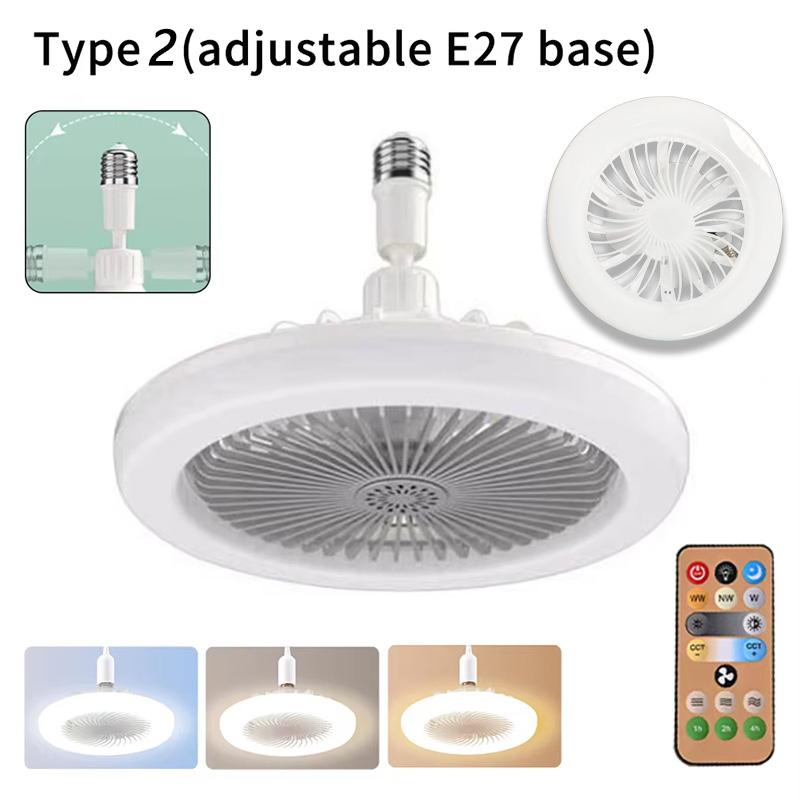Energy-Saving Remote Control LED Ceiling Fan Lamp 85-265V for Living Room Bedroom Bottom Noise Mute E27 Base 3 In 1 Fans Light