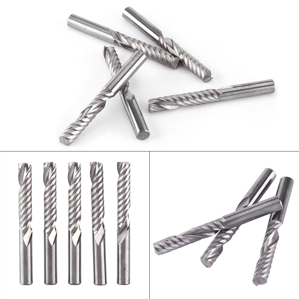 5pcs Tungsten Carbide End Mill Single Flute Spiral CNC Milling Router Bits 6mmx32mm