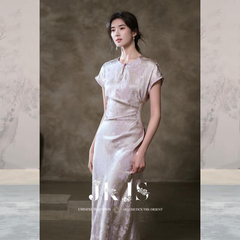 JK&JS New Chinese Style Purple Cheongsam Dress