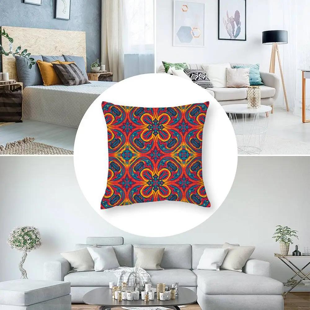 Fashion Square Pattern Pillow Case Short Plush Double-Sided Print Square Throw Pillow Covers Sofa Home Cushion Decor