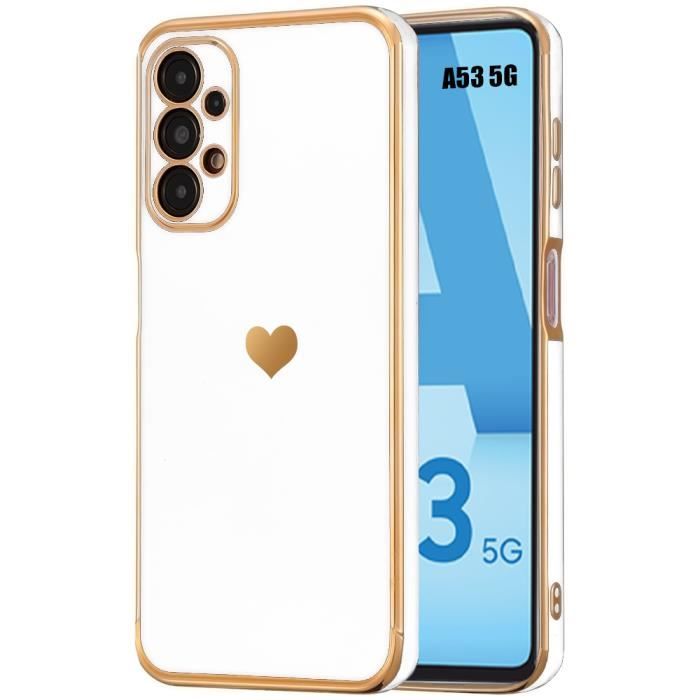 Coque de protection - Booling - pour Samsung Galaxy A53 5G - Souple - Anti-rayures - Motif Cœur