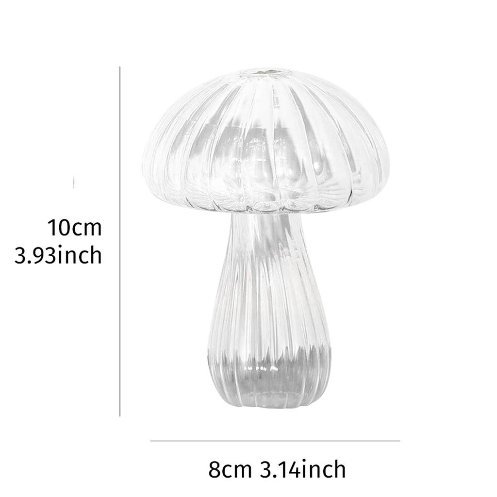 1pc Glass Flower Vase, Cute Clear Mushroom Design Vase For Home Decor
