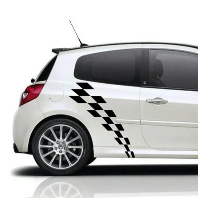 2Pcs Car Side Body Door Stickers For Renault Clio RS R.S. MK2 3 4 Racing Flag Style Vinyl Film Decals Auto Tuning Accessories
