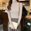 Nuevo invierno ajustado tejido de punto Color sólido cuello redondo señoras moda camisa por el trasero suéter mujer ropa
