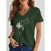 Plus Size, Plus Size Women's Elegant Patchwork Print V-Neck Short Sleeve Blouse