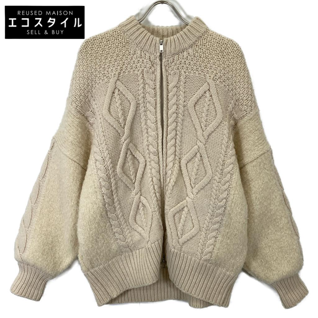 CLANE 17106-2051 Cable Boa Knit Blouson Jacket F IvoryUsed