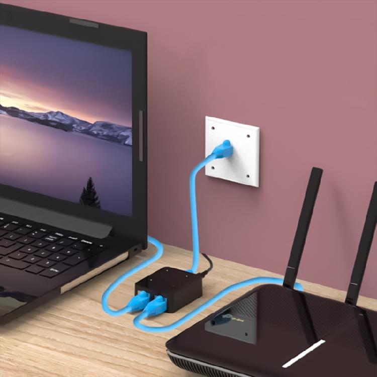 Gigabit Ethernet Splitter 1 to 2 networking Ethernet Splitter LAN Splitter with Power Cable RJ45 Splitter 100/1000Mbps