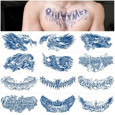 Autocollant de tatouage à base de plantes Grand motif Autocollant de poitrine Autocollant de jus Ne peut pas être lavé Transfert d'eau semi-permanent Gzxt