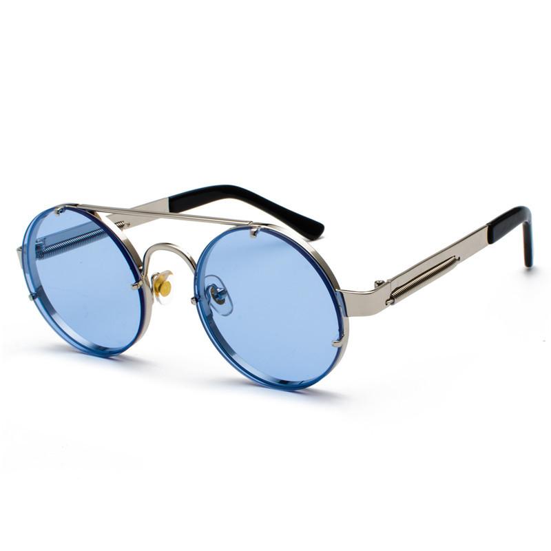 Metal Round Steampunk Rimless Sunglasses