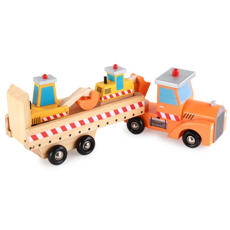 Wooden Toy Car Model Suit Children's Wooden Engineering Car Disassembly And Assembly Large Truck Assembly Rollable Wheels