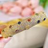 CMM High-quality Dubai Luxury Jewelry Set Retro Italian Hand-Brushed Craftsmanship Golden Inlaid Zircon Woman Bangle Ring Sets