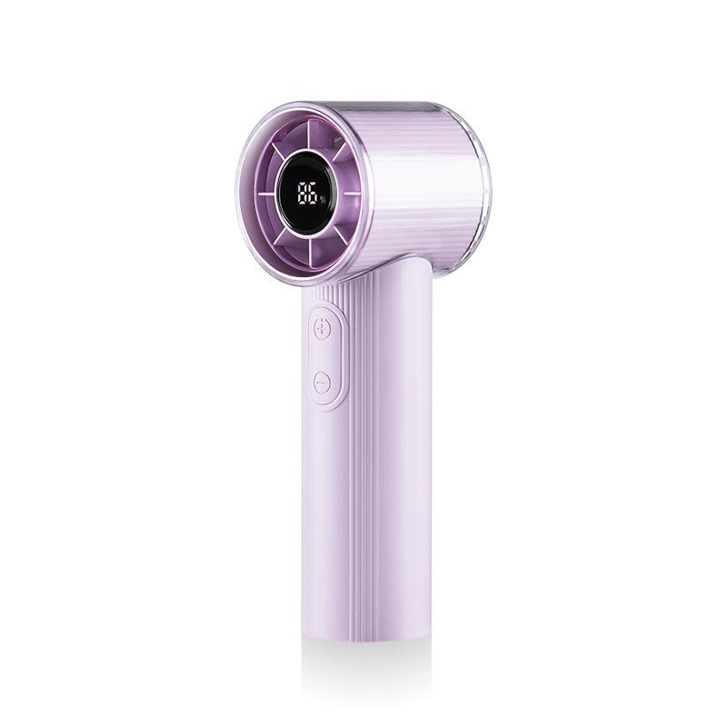 2026 Mini USB Air Cannon: High-Speed Handheld Fan with Digital Display F12-2000mAh Transparent Head Mini Fan