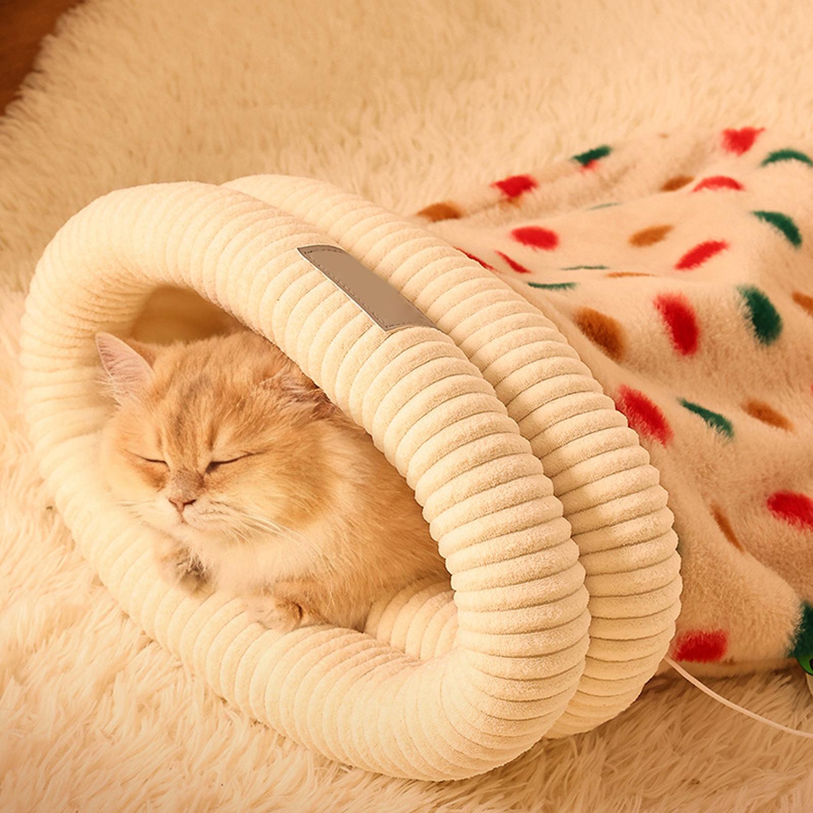 

Winter Warm Cat Sleeping Bag With Cat Toy Enclosed Cat Sleeping Mat Cats Sleeping Cuddle Bed For Home Farmhouse Bedroom M