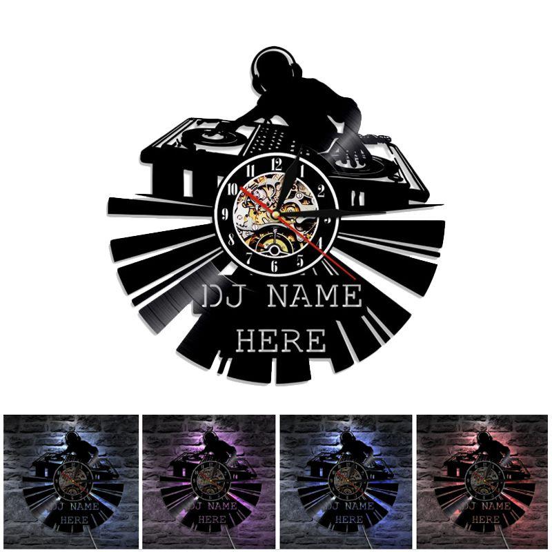 Vintage Vinyl Record Wall Clock With Led Light Backlight Handmade 3d Hollow Geometric Design