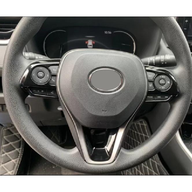 Bright Black Steering Wheel Decor Frame Trim For Toyota RAV4 -2025