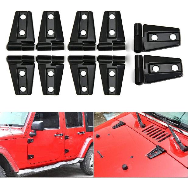 

10PCS Car Engine Hood Hinge & Door Hinge Cover Trim for Jeep Wrangler JK Unlimited 4-Door 2007-2018 (Black) чёрный
