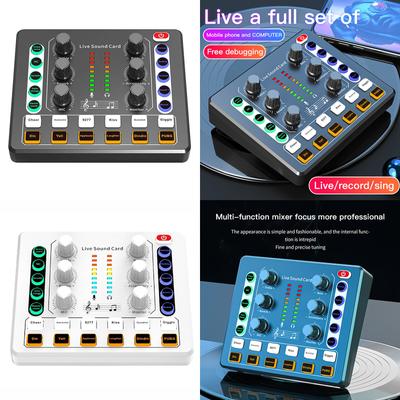 Sound Mixer Live Sound Card Voice Changer Podcast Equipment for Phone Gaming Karaoke Live Streaming/Podcasting/Gaming