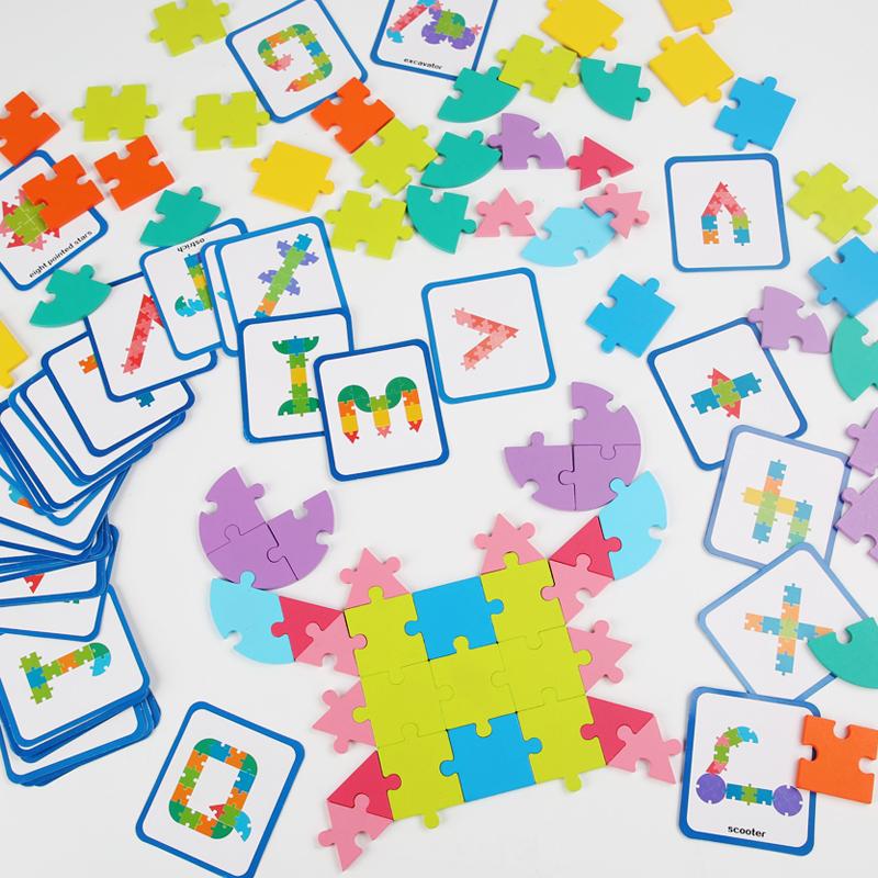 Wooden Colored Puzzle Toy For Early Childhood Education Intellectual Games Parent-Child Interaction Two Styles Available