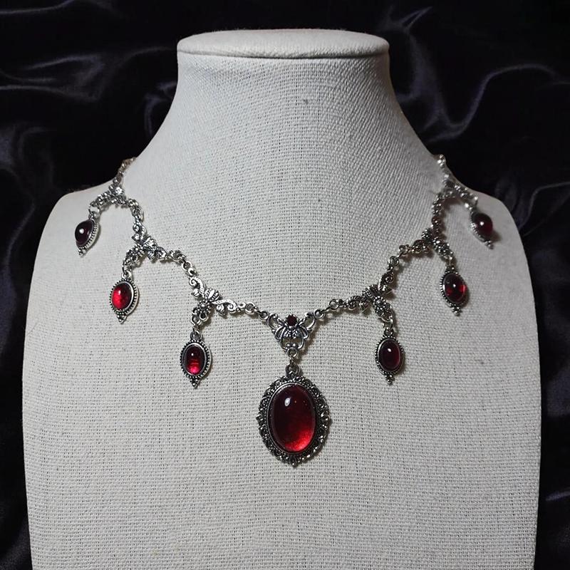 Vampyr Cameo Choker, Gotiske smykker, Victoria, Retro, Sommerfugl, Bloddråpe, Pagan, Hekseri, Alternativ, Halskjede for kvinner