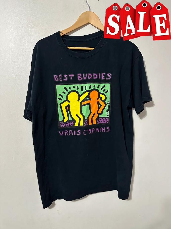 

Keith Haring Best Buddies Vrais Copains Shirt for men and women Unisex T-Shirt XL