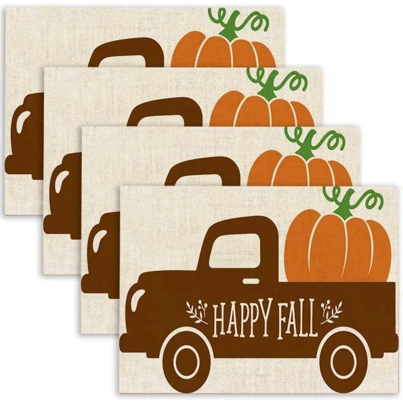 1PC Happy Thanksgiving with Falling Leaves Placemats Autumn Holiday Decoration for Dining Table