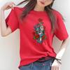 Fashion Skeleton Rose Printed Street Tshirt Short Sleeve Round Neck Casual Versatile Womens Tshirt