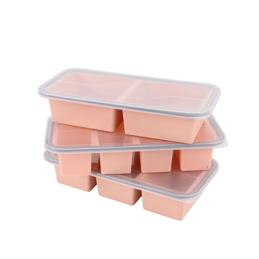 3Pcs Silicone Freezer Tray with Lids 2 3 4 Compartment Multi Size Mould Stackable Food Containers Set