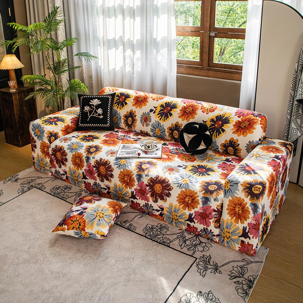 Stretch Living Room Jacquard Sofa Cover L-shaped Jacquard Thick Sofa Cover 1/2/3/4 Seater Corner Sofa Cover