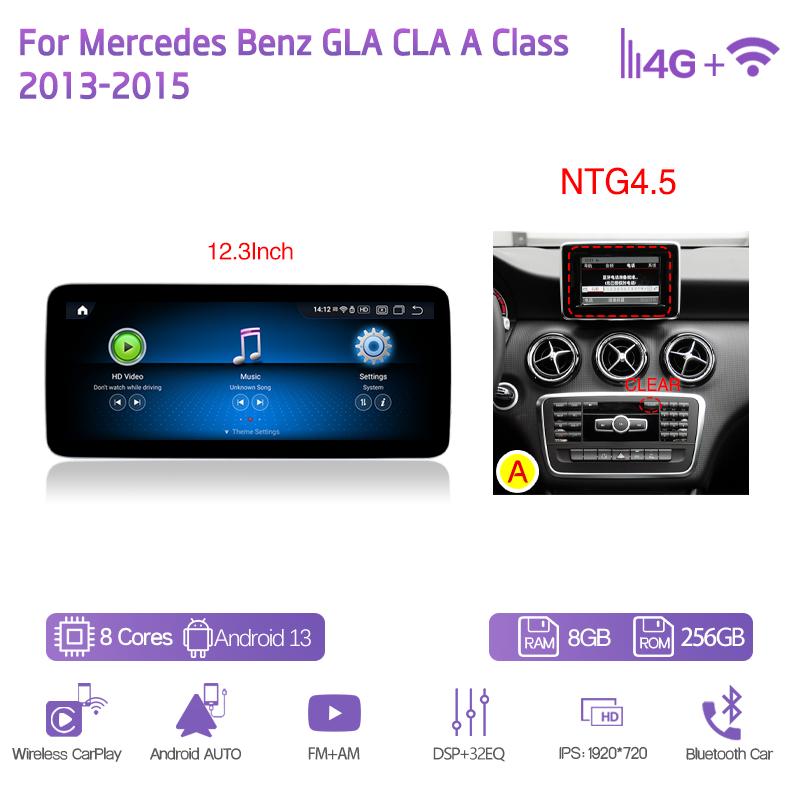 10.25/12.3Inch Android13 For Mercedes Benz GLA CLA A Class 2013-2018 GPS Navigation CarPlay 4G 360Camera Car Multimedia Player