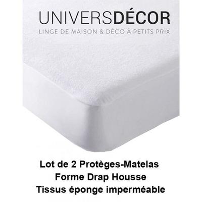 Set of 2 Waterproof, Absorbent and Anti-mite Mattress Protectors 90 X 190 Cm