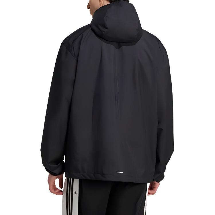 adidas Originals Einfarbiges Logo Kapuzenjacke mit Reißverschluss Langarm Herrenjacken Schwarz JW1055