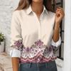 Women's Button Down Prints Shirt Long Sleeve Shirt Business Work Tops Casual With Pockets Jacket