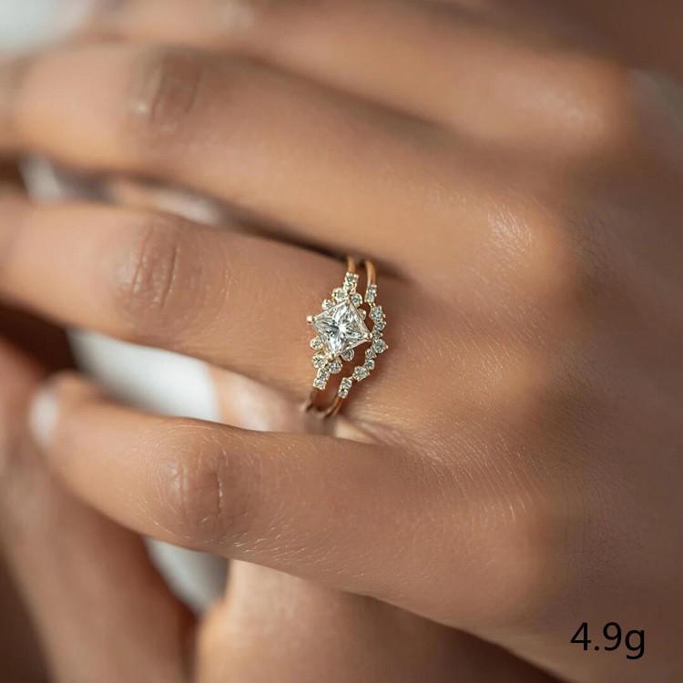 Weiya prabangus cirkonio gėlių žiedų rinkinys: Europietiški ir amerikietiški sužadėtuvių jubiliejiniai papuošalai