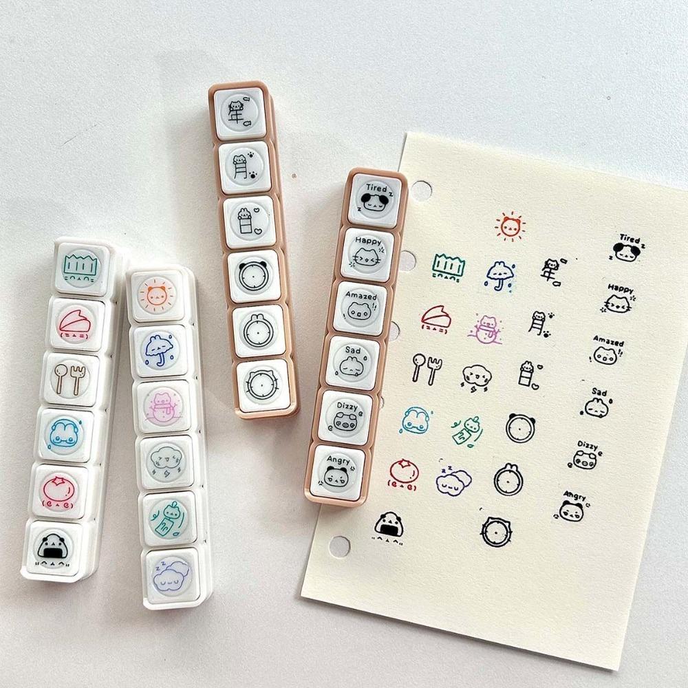 

Cartoon Decorative Stamps Diy Crafts Self Inking Stamp New Press Inkpad Stamps Journal Planner 02