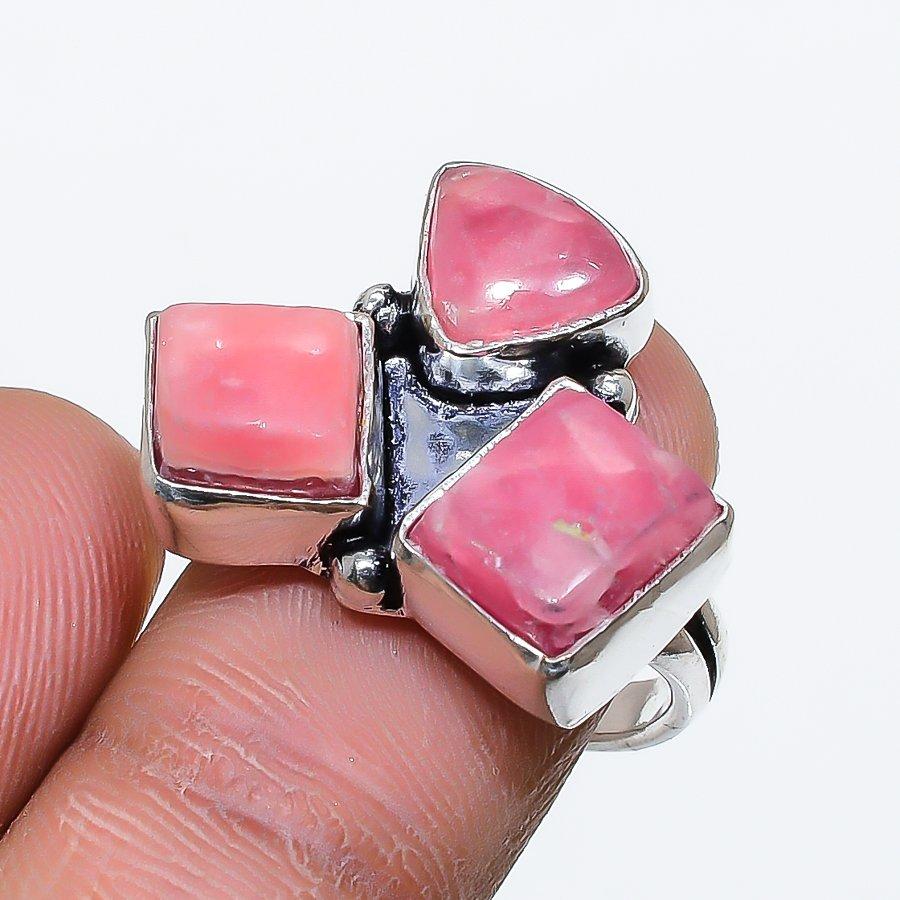 Rhodochrosite Gemstone Handmade 925 Sterling Silver Jewelry Ring 7 SU-10026