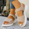 Cross Border Summer Velcro New Foreign Trade Large Size Platform Roman Beach One Line Sandals Women