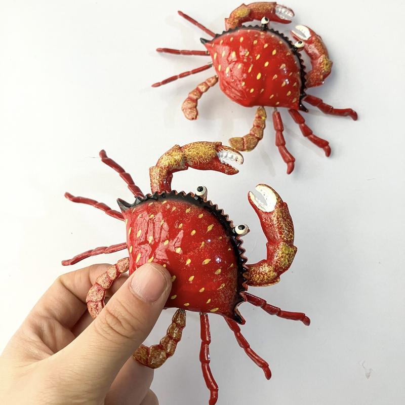 Cute Simulation Crab Fridge Magnets Movable Joints Hand Painted Bright Color Home Kitchen Decor Creative Souvenir Gift