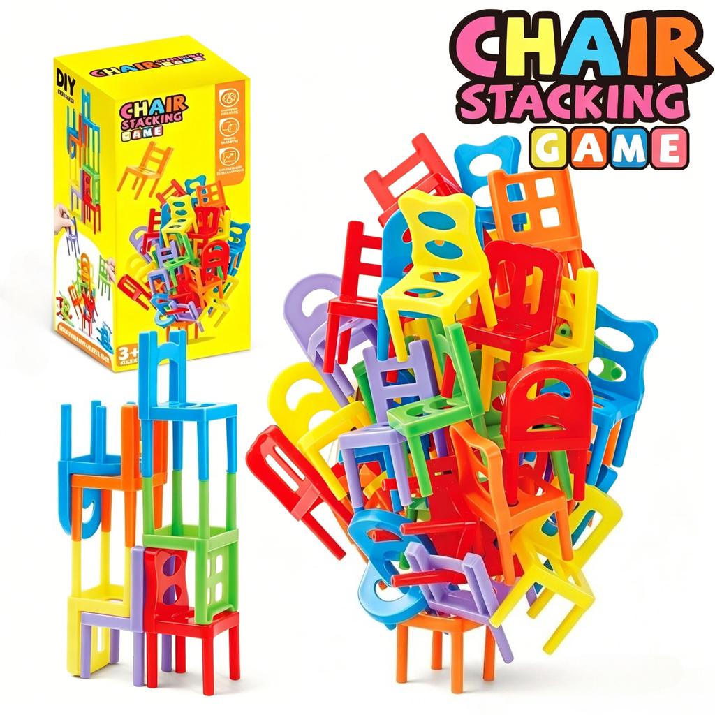 Educational Toys,Chair Stacking Toy Set,Building Blocks Stacking Chairs,Parent-Child Gathering Interactive